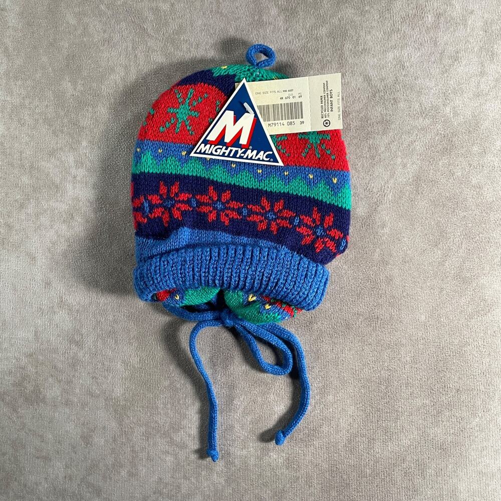 90's Mighty-Mac Fair Isle Knit Earflap Hat Boys Size One Size NWT